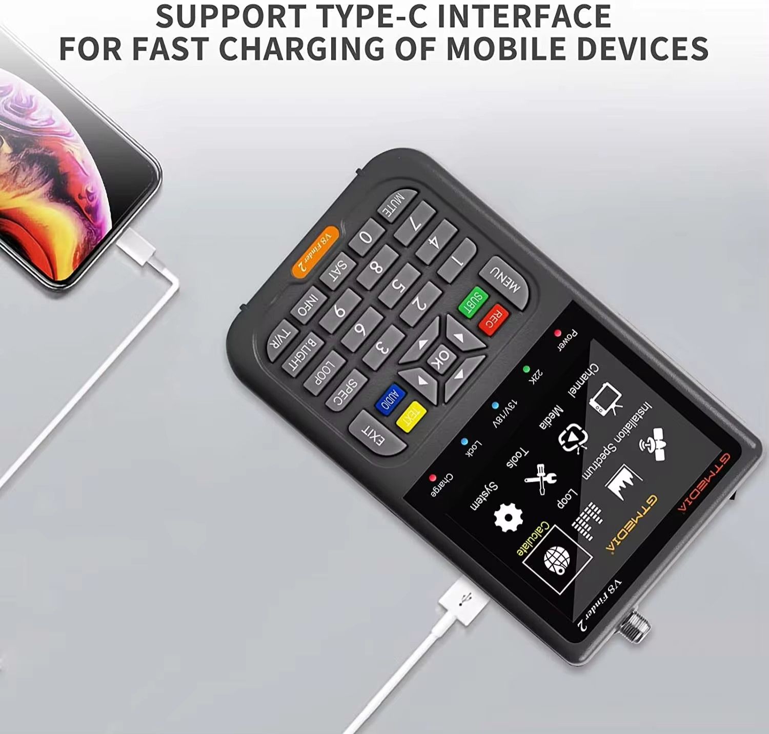 V8 Finder2 DVB-S2 1080P Satellite Finder Digital FTA DVB-S/S2/ S2X Signal Detector Receiver LCD Screen