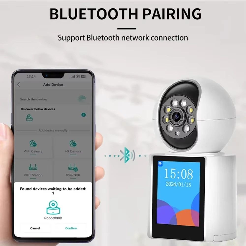 3MP WiFi Camera 2.8 inch IPS Screen WIFI Video Call Camera Baby Monitor 2-Way Audio PTZ Auto Tracking ICSEE Security Protection