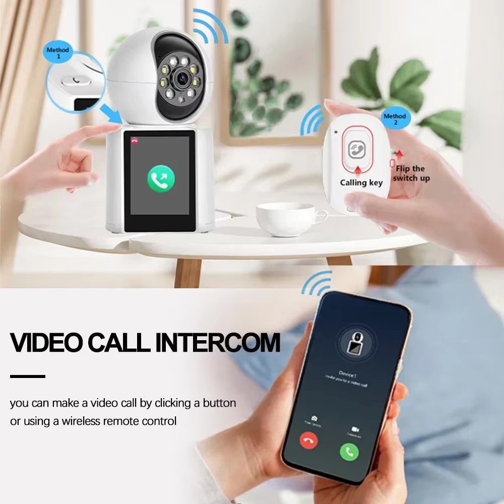 3MP WiFi Camera 2.8 inch IPS Screen WIFI Video Call Camera Baby Monitor 2-Way Audio PTZ Auto Tracking ICSEE Security Protection