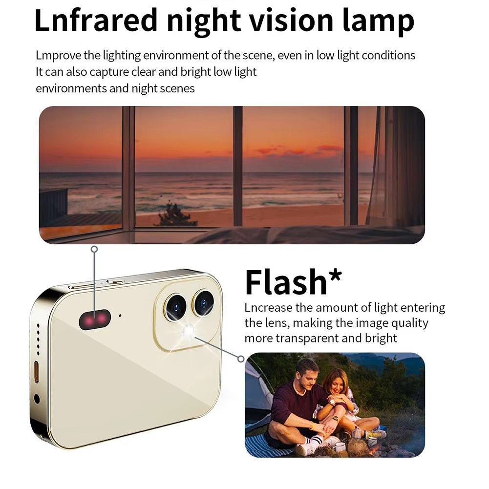 D6 Digital Camera 4K HD Camera Recorder Music Player Touch Control Screen Vlogging Camera Night Vision 64MP Camcorder