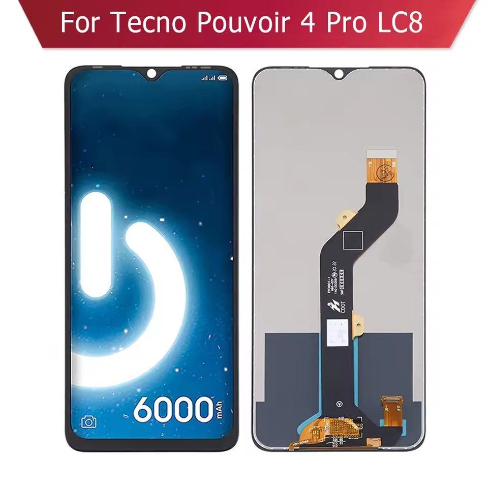 LCD Display for Tecno Pouvoir 4 Pro LC8, Complete Touch Screen, Glass Replacement, Assembly