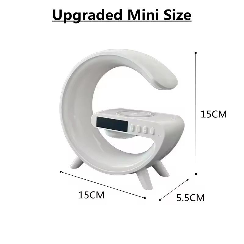 Atmosphere Goodnight Light Wireless Charger Speaker Clock 6 Lighting Modes for iPhone 15 14 13 Samsung Fast Charging Station