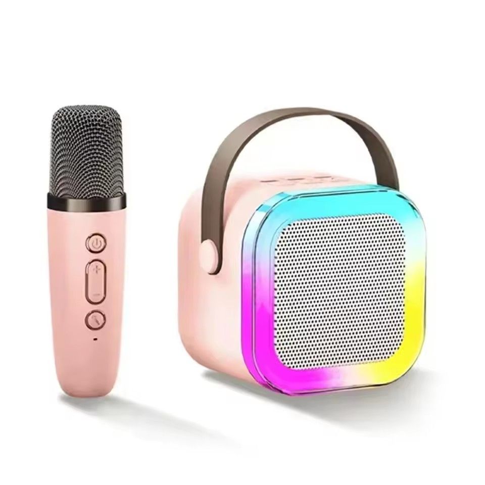 Bluetooth K12 Karaoke Machine Portable 5.3 PA Speaker System with 2 Wireless Microphones Home Family Singing Children's Gifts
