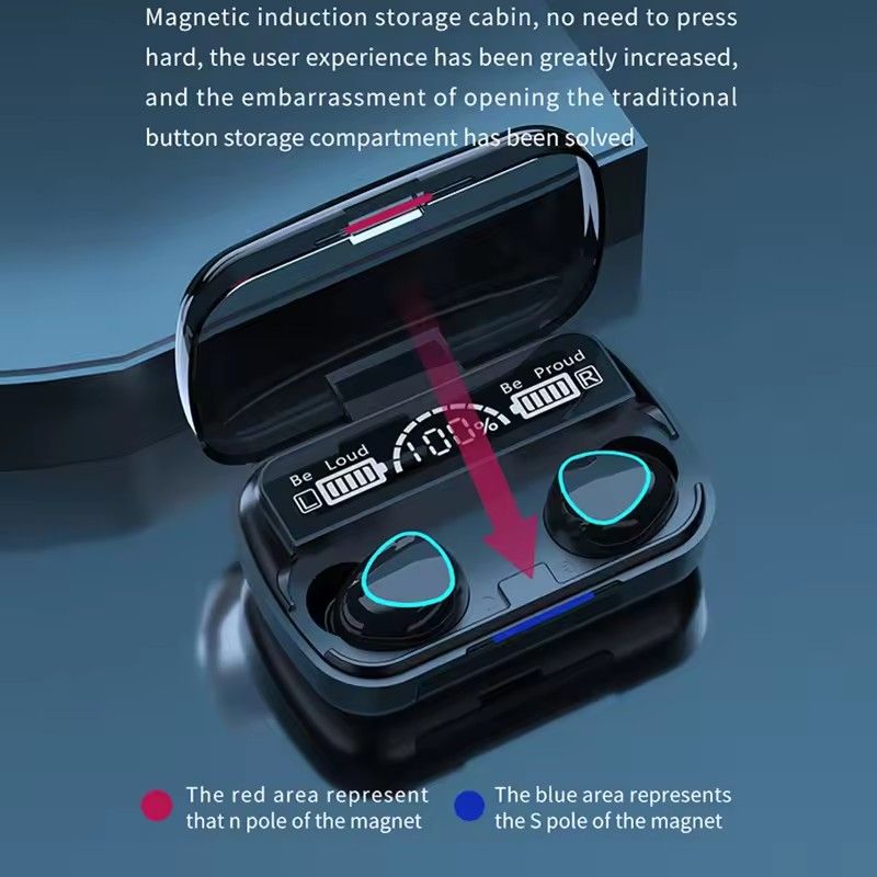 TWS M10 Wireless Bluetooth Headset with Charge Box for Phone Noise Cancelling Mic Earbuds LED Display Headphones Sport Earphones