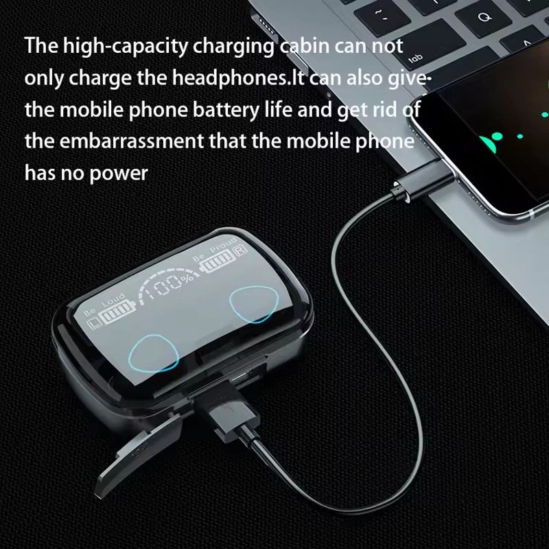 TWS M10 Wireless Bluetooth Headset with Charge Box for Phone Noise Cancelling Mic Earbuds LED Display Headphones Sport Earphones