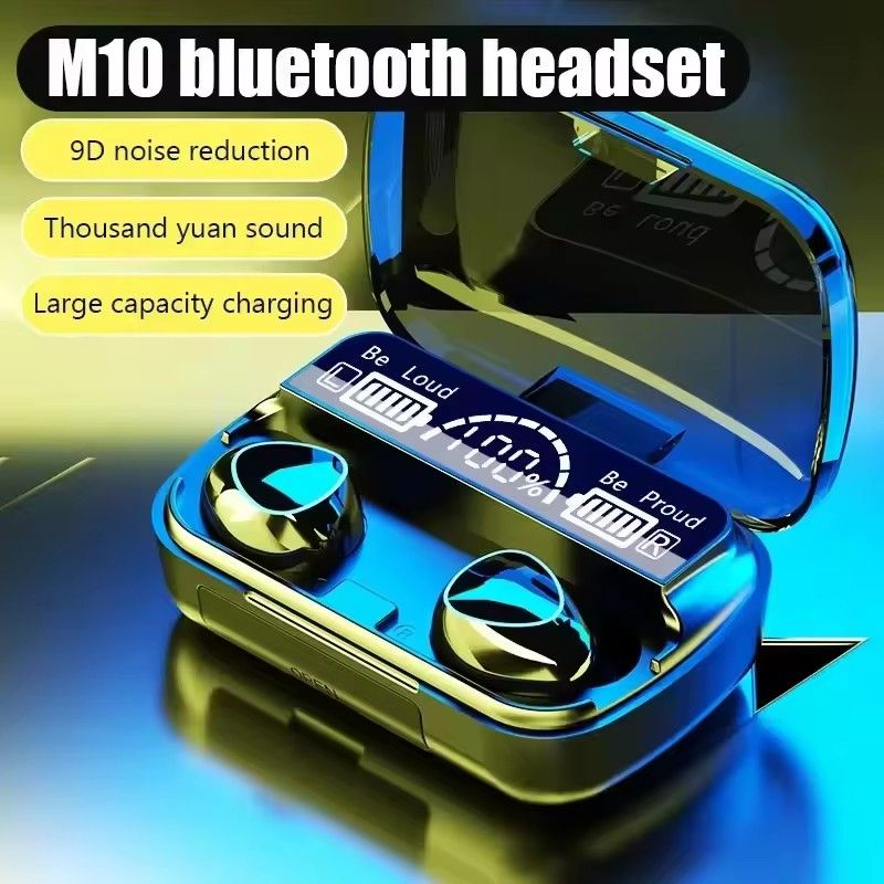 TWS M10 Wireless Bluetooth Headset with Charge Box for Phone Noise Cancelling Mic Earbuds LED Display Headphones Sport Earphones