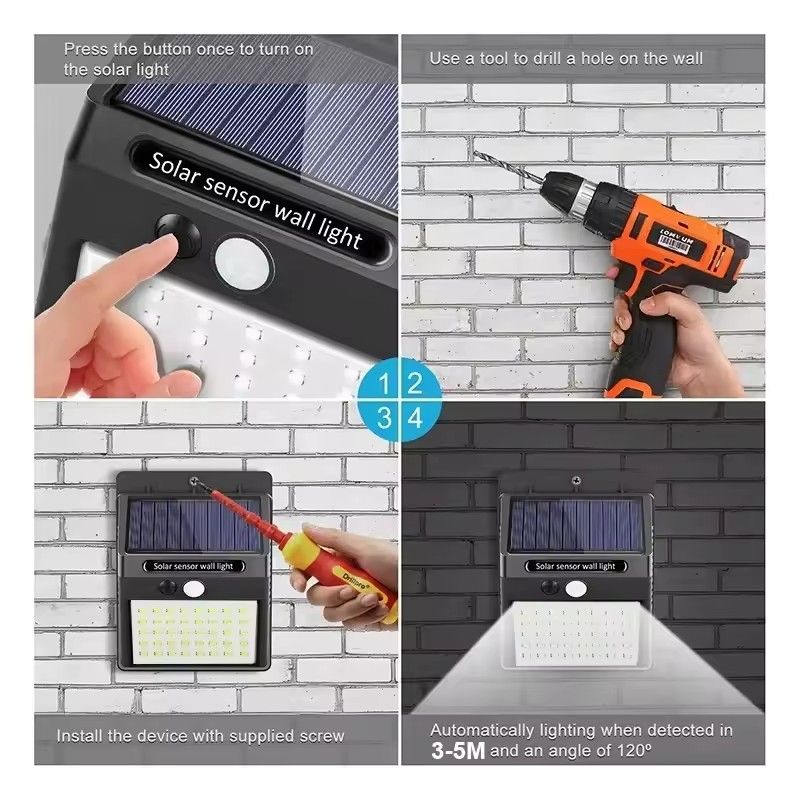 Outdoor Waterproof LED Solar Light Eco-Friendly PIR Motion Sensor Wall Light Solar Powered Street Lamp Yard Garden Decoration