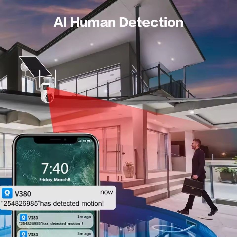 4G SIM Card Solar Camera WiFi Outdoor HD Night Vision IP CCTV Surveillance IP66 Waterproof 2 Way Audio PIR Humanoid Detection