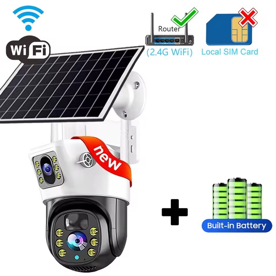4G SIM Card Solar Camera WiFi Outdoor HD Night Vision IP CCTV Surveillance IP66 Waterproof 2 Way Audio PIR Humanoid Detection