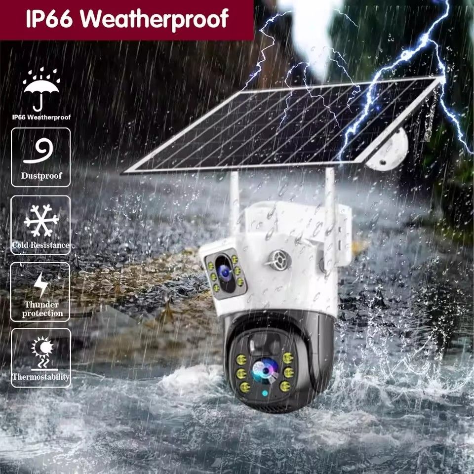 4G SIM Card Solar Camera WiFi Outdoor HD Night Vision IP CCTV Surveillance IP66 Waterproof 2 Way Audio PIR Humanoid Detection