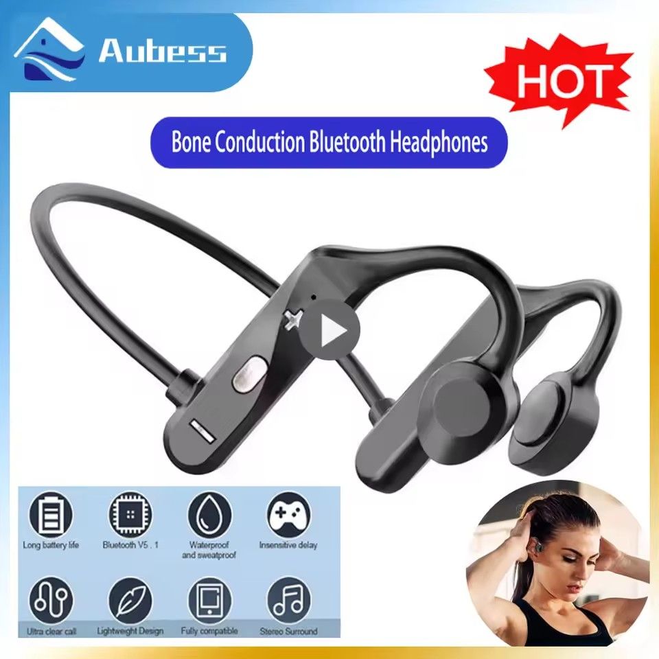 KS69 Bone Conduction Earphone TWS Bluetooth-compatible Wireless Headphones With Mic Hifi Sound Waterproof Sports Music Headset