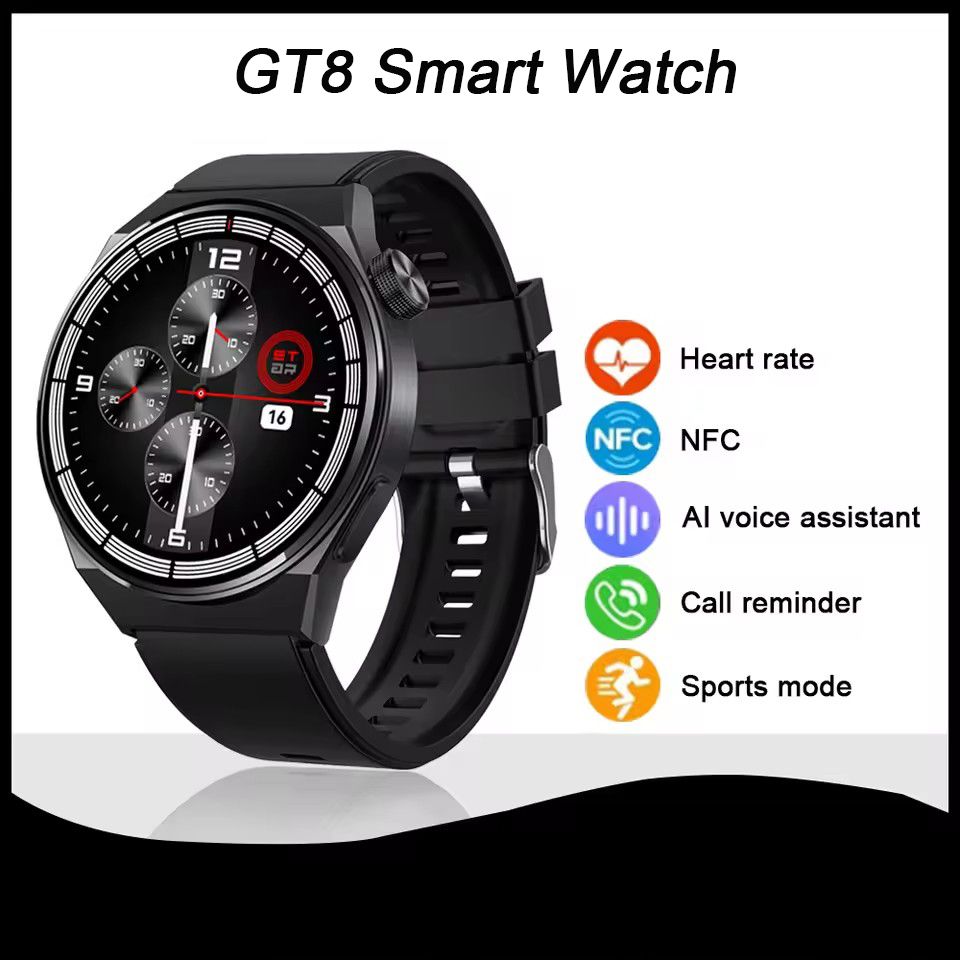 GT8 Smartwatch Men Women Bluetooth Call Voice Assistant NFC Heart Rate Detection Compatible With Android IOS Smartwatch