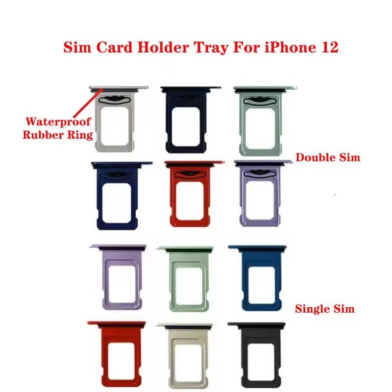 Sim Card Adapter For iPhone 12 Single Dual Tray Slot Holder with Waterproof Ring Replacement Parts