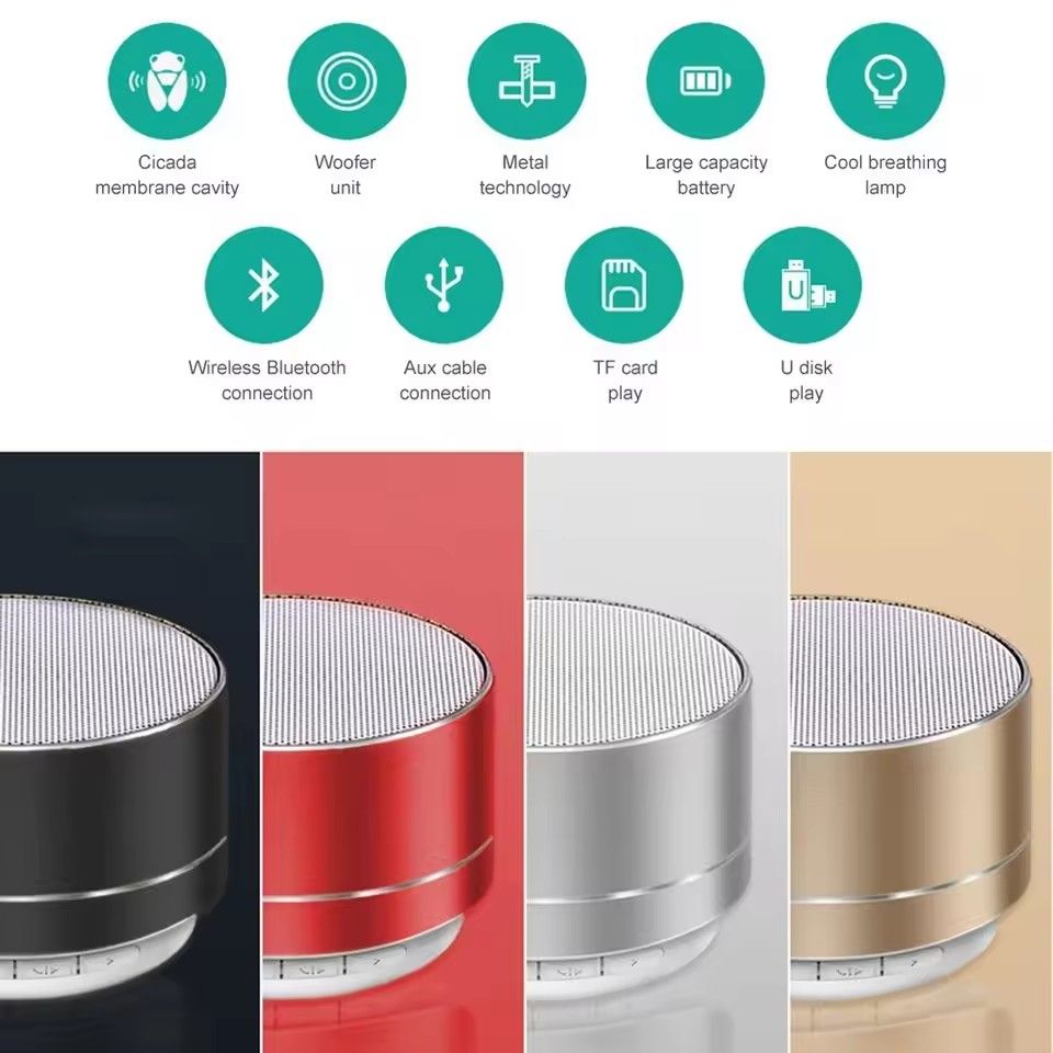 Metal Speaker Bluetooth Wireless Portable Car Audio Dazzling Crack LED Lights Subwoofer Support TF Card USB Charging For PC