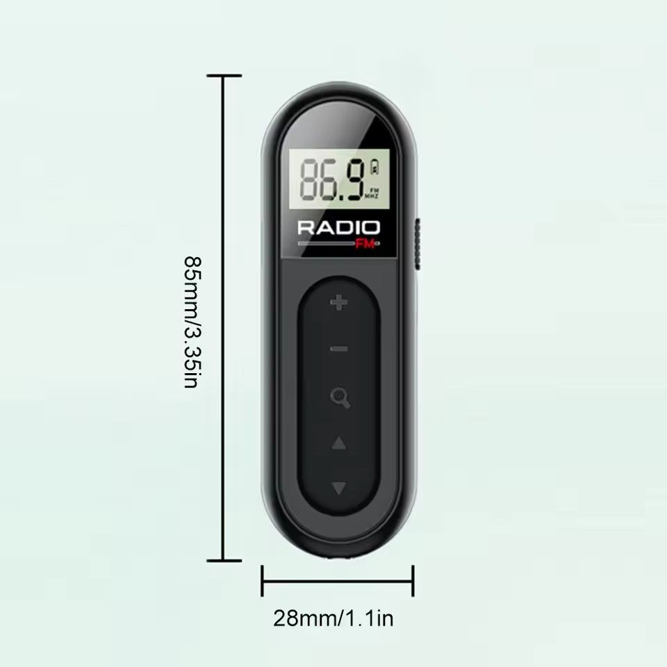 FM Radio Backlight LCD Display Mini Pocket Clip Radio with 3.5mm Headphones Personal Walkman Radio for Walk Jogging Camping