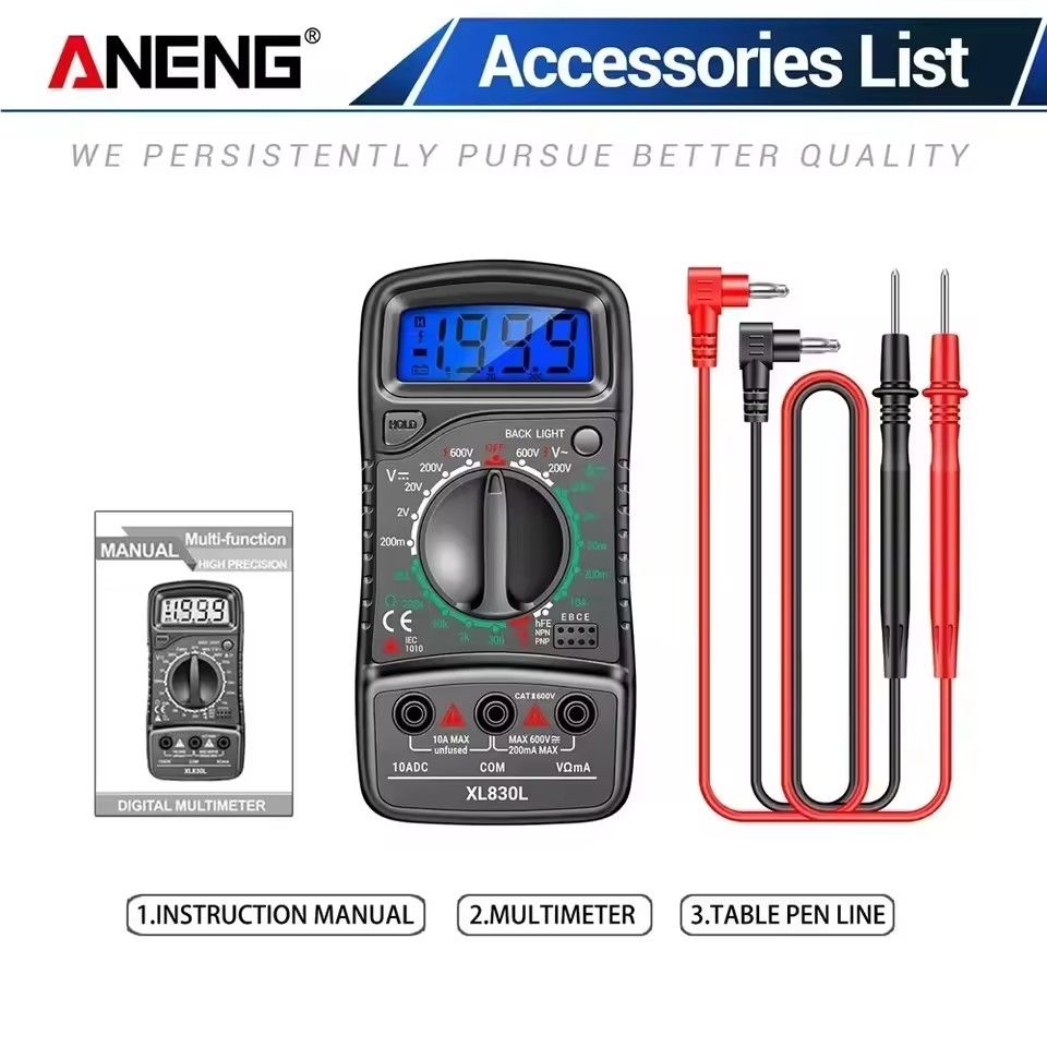 ANENG XL830L Smart Multimeters Handheld 1999 Counts Multi-range AC/DC Ammeter Voltmeter Ohm Voltage Multimetro Tester Tools