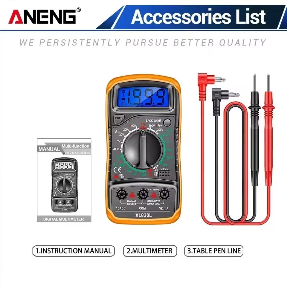 ANENG XL830L Smart Multimeters Handheld 1999 Counts Multi-range AC/DC Ammeter Voltmeter Ohm Voltage Multimetro Tester Tools