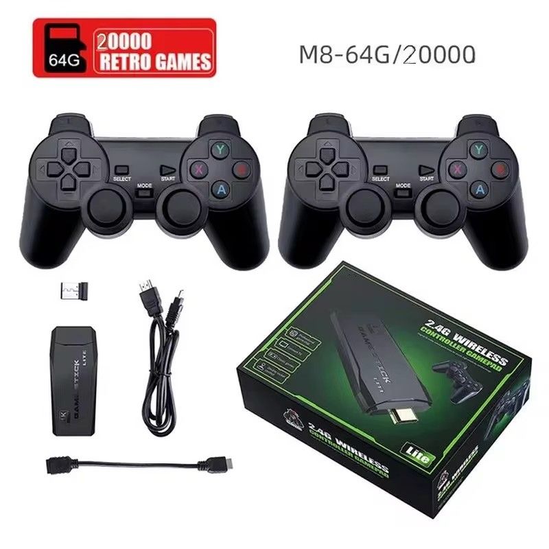 Game Stick With 25000 Retro Games For PS1/GBA 4K Video Game Console With 2.4G Wireless Controllers Portable TV Game Players