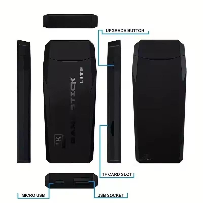 Game Stick With 25000 Retro Games For PS1/GBA 4K Video Game Console With 2.4G Wireless Controllers Portable TV Game Players