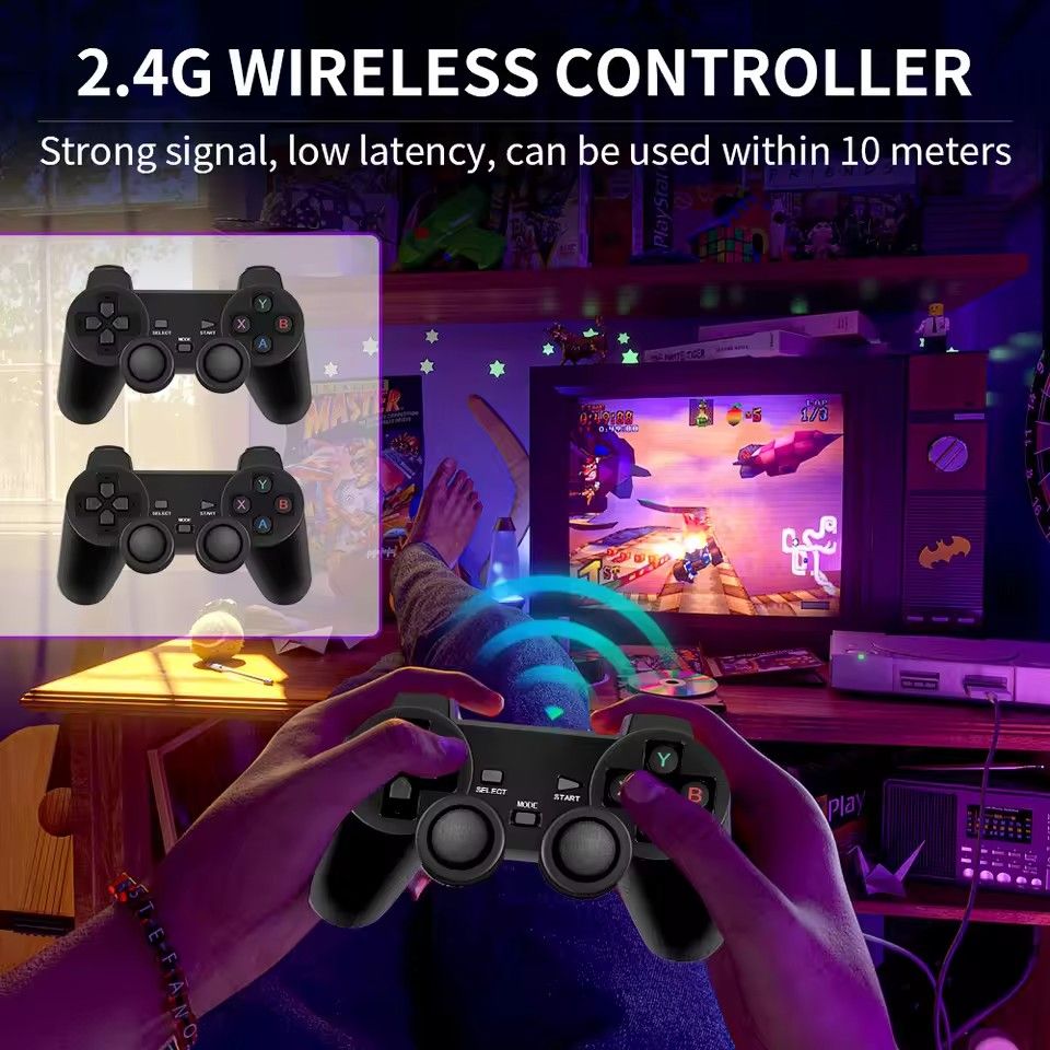 Game Stick With 25000 Retro Games For PS1/GBA 4K Video Game Console With 2.4G Wireless Controllers Portable TV Game Players