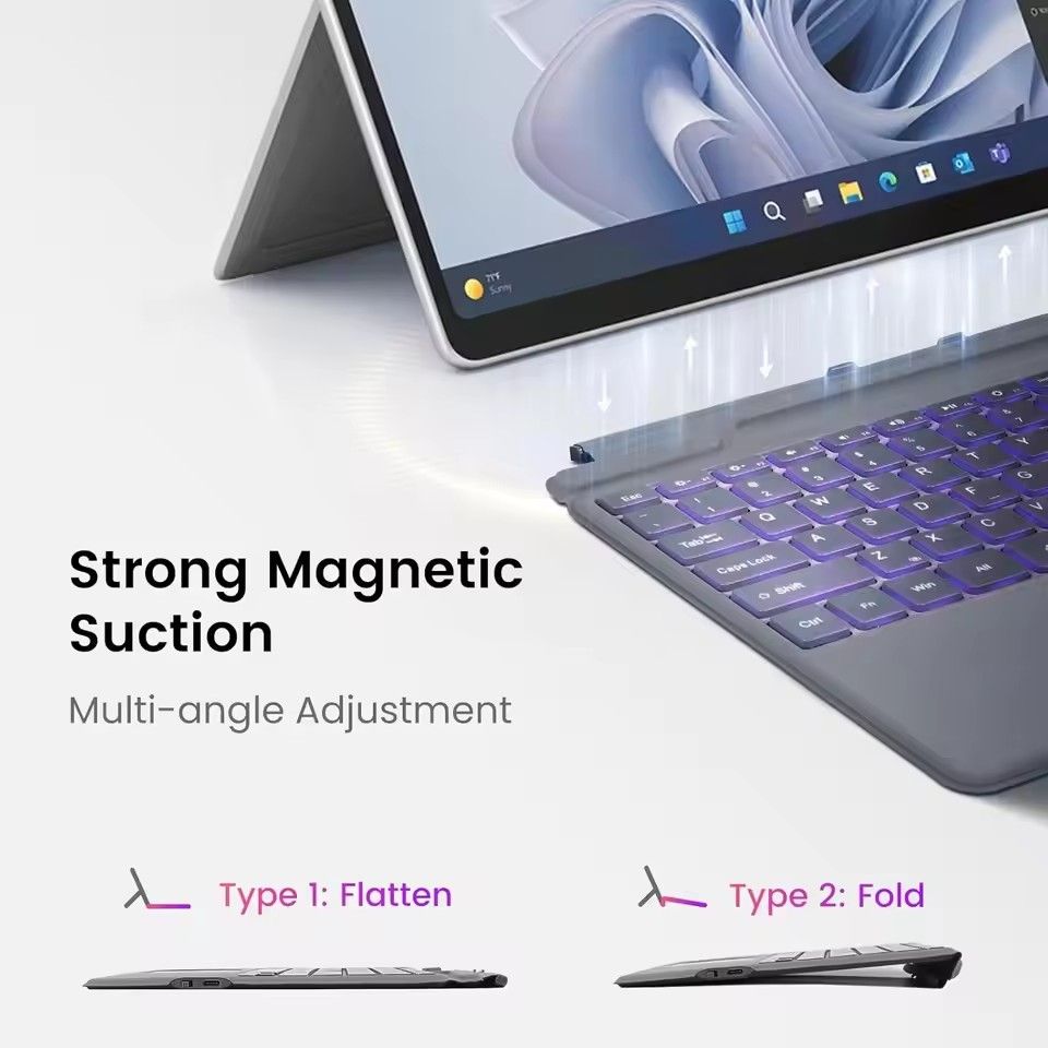 Wireless Bluetooth Keyboard For Microsoft Surface Pro 3 4 5 6 7/For Surface Pro 8 9 10 11 X Trackpad Slim Keyboard Type Cover Magnetic Connectivity Bluetooth Keyboard