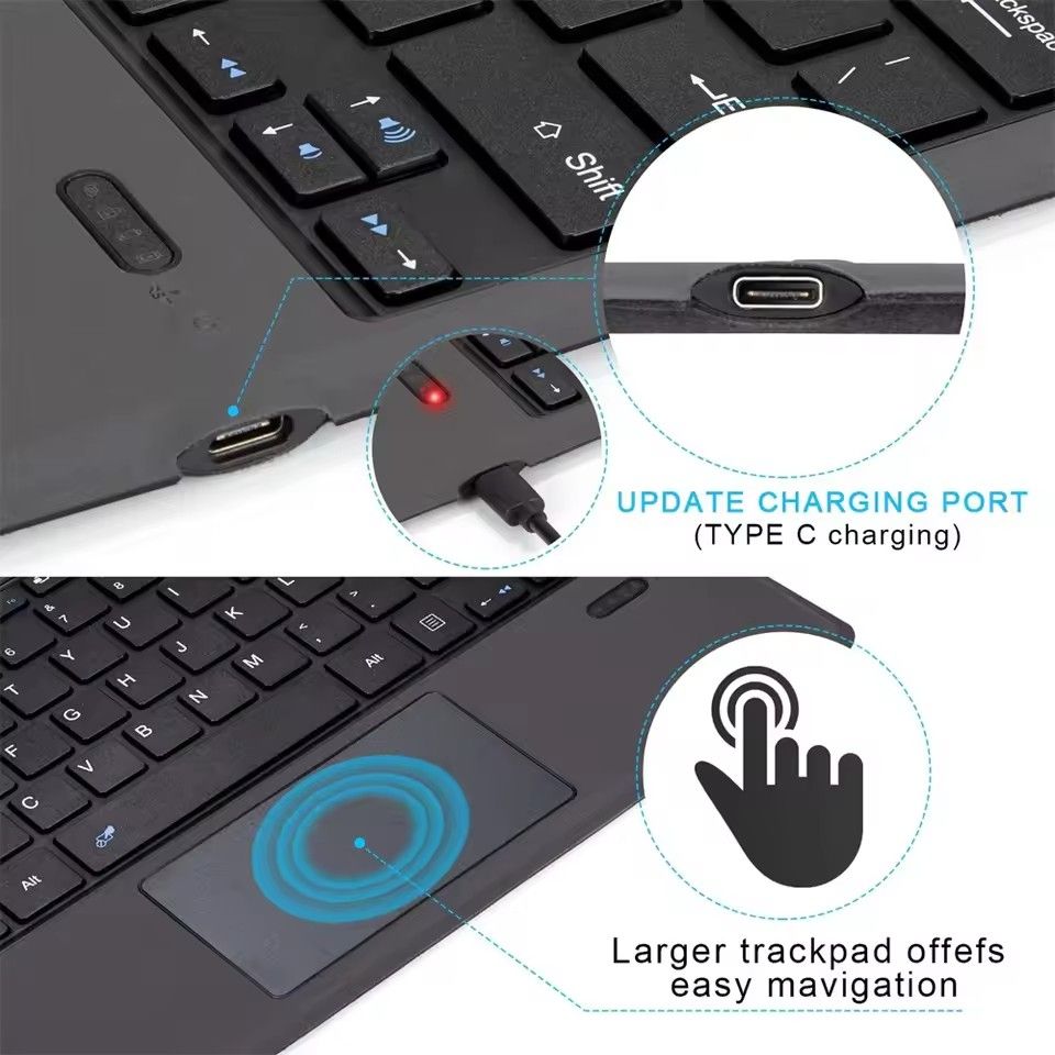 Wireless Bluetooth Keyboard For Microsoft Surface Pro 3 4 5 6 7/For Surface Pro 8 9 10 11 X Trackpad Slim Keyboard Type Cover Magnetic Connectivity Bluetooth Keyboard
