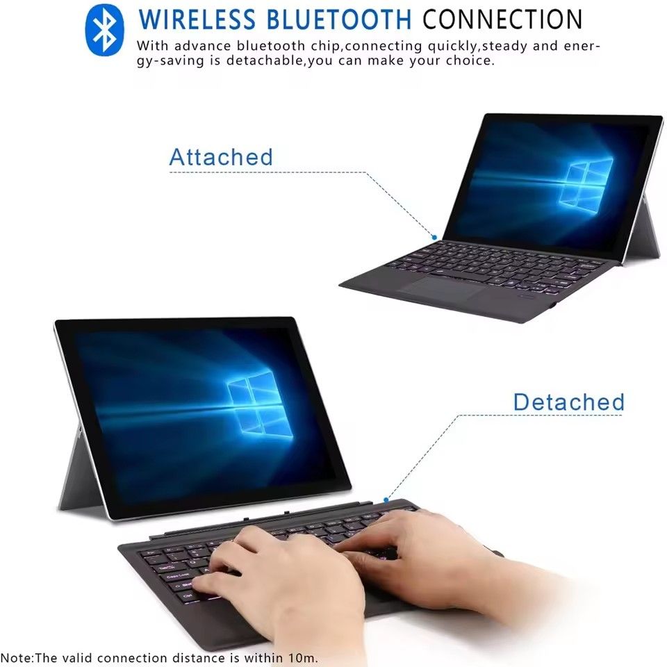 Wireless Bluetooth Keyboard For Microsoft Surface Pro 3 4 5 6 7/For Surface Pro 8 9 10 11 X Trackpad Slim Keyboard Type Cover Magnetic Connectivity Bluetooth Keyboard