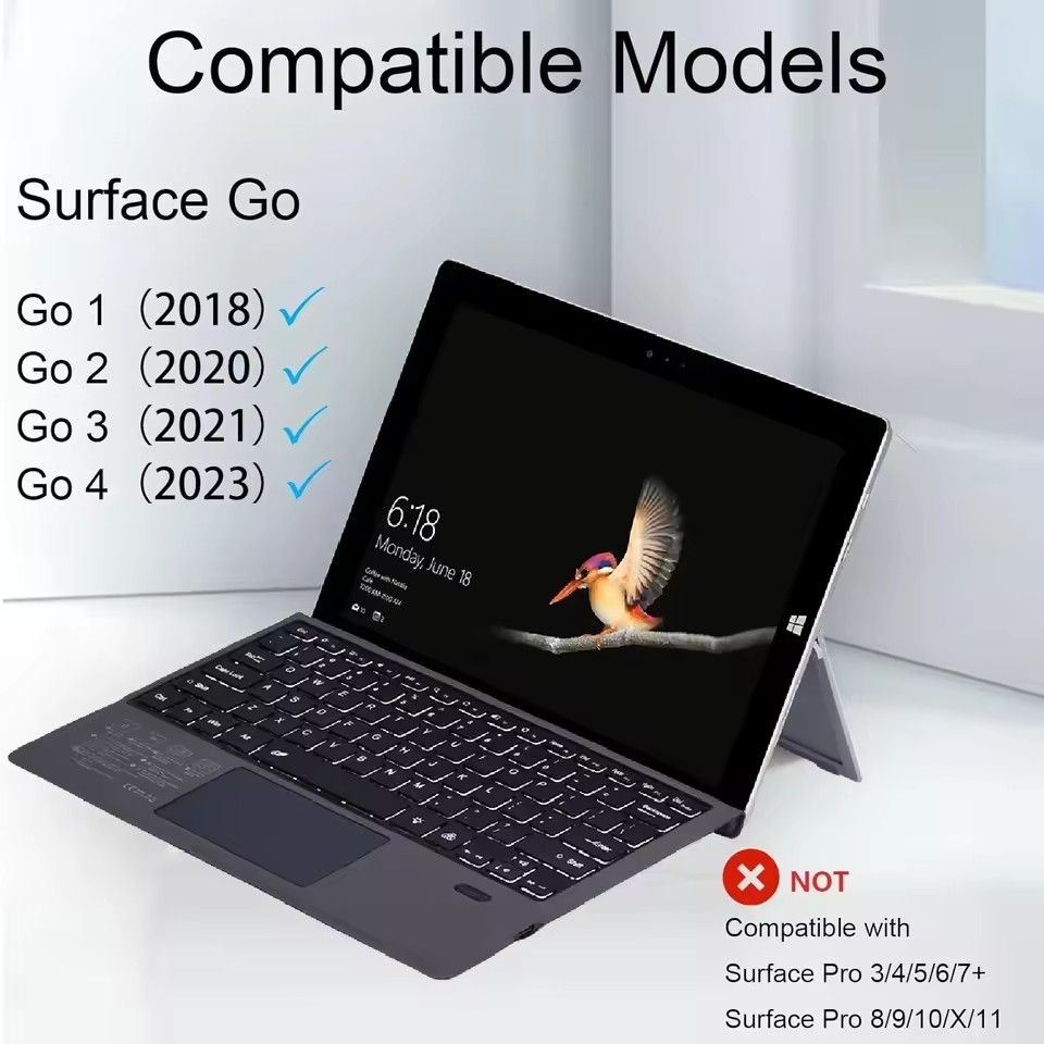 Detachable Wireless Bluetooth Keyboard with Trackpad For Microsoft Surface Go 4 3 2 1 Backlit Keyboard for Surface GO