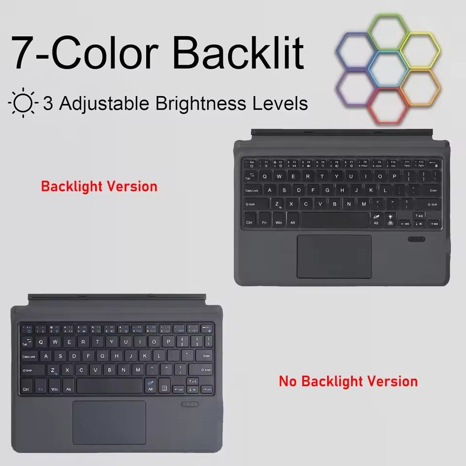 Detachable Wireless Bluetooth Keyboard with Trackpad For Microsoft Surface Go 4 3 2 1 Backlit Keyboard for Surface GO