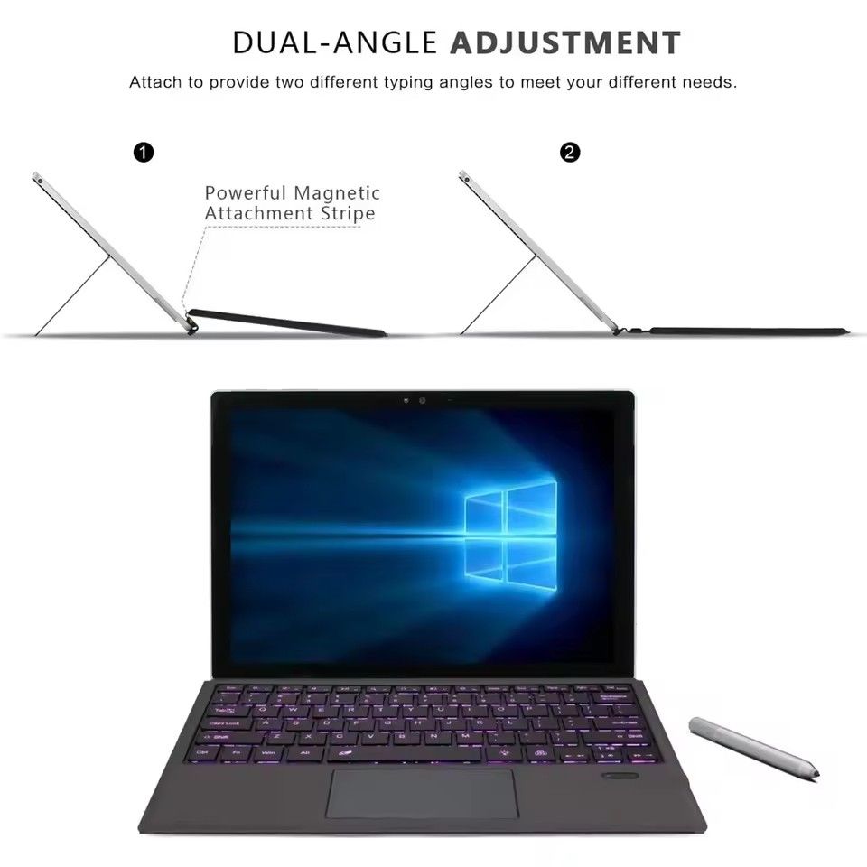 Detachable Wireless Bluetooth Keyboard with Trackpad For Microsoft Surface Go 4 3 2 1 Backlit Keyboard for Surface GO