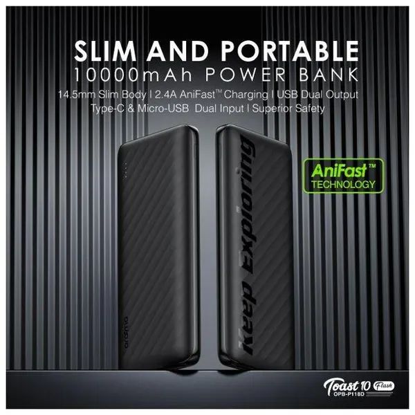 oraimo 10000mAh 12W Power Bank - Toast 10 Flash