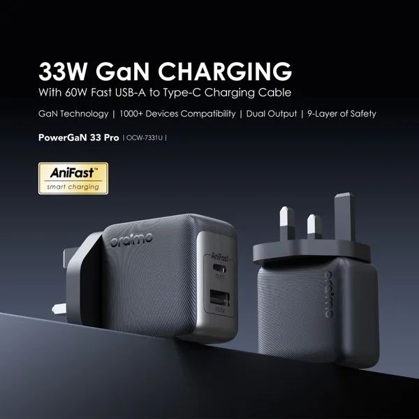 Double output fast chargerr - 33 Watts charger  with type C output