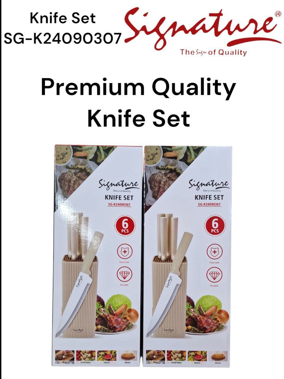 6 pcs high quality stainless steel knives set - with holder