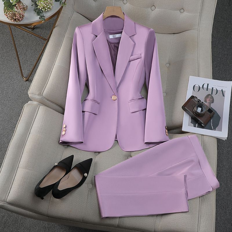 Women's business office suit, jacket, pants, two-piece set, casual temperament, interview white-collar professional suit