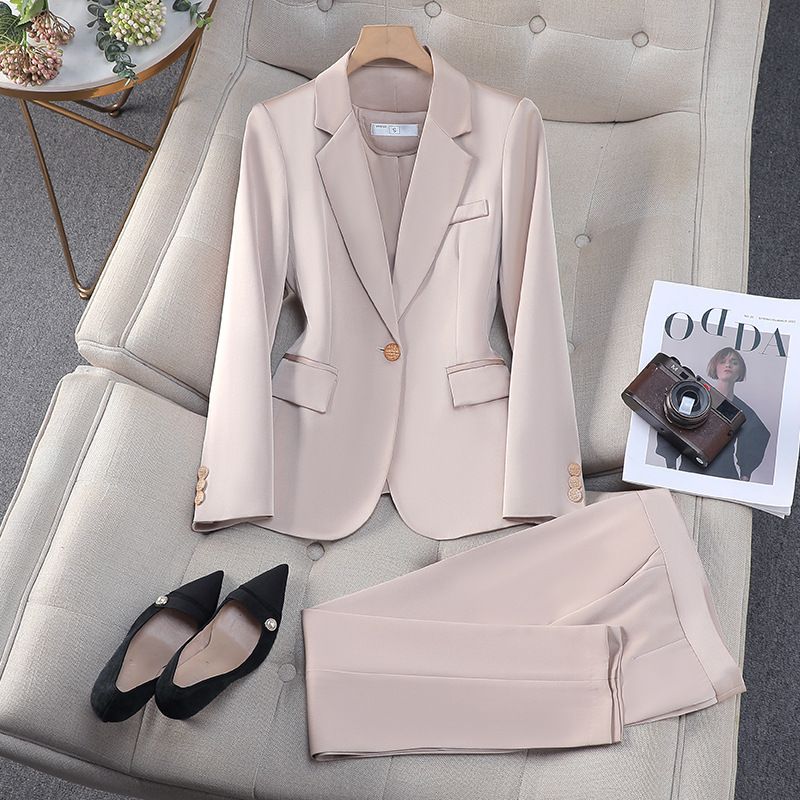 Women's business office suit, jacket, pants, two-piece set, casual temperament, interview white-collar professional suit