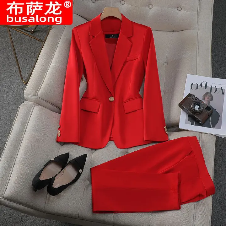 Women's business office suit, jacket, pants, two-piece set, casual temperament, interview white-collar professional suit