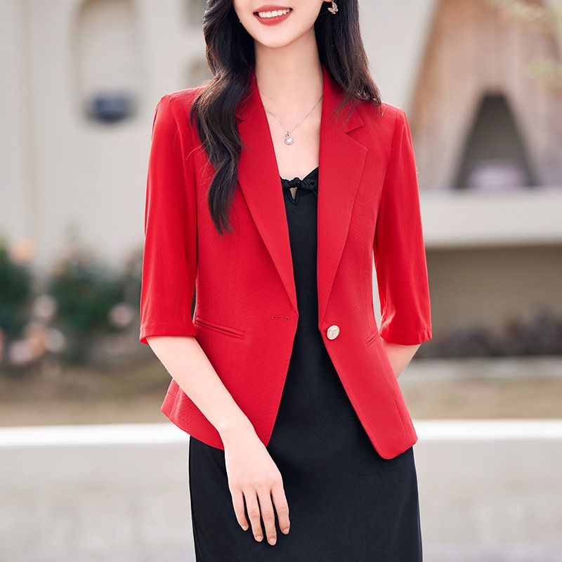 New Women's White Summer Suit Jacket High-Grade Professional Slim Sleeve Dress with Professional Suit