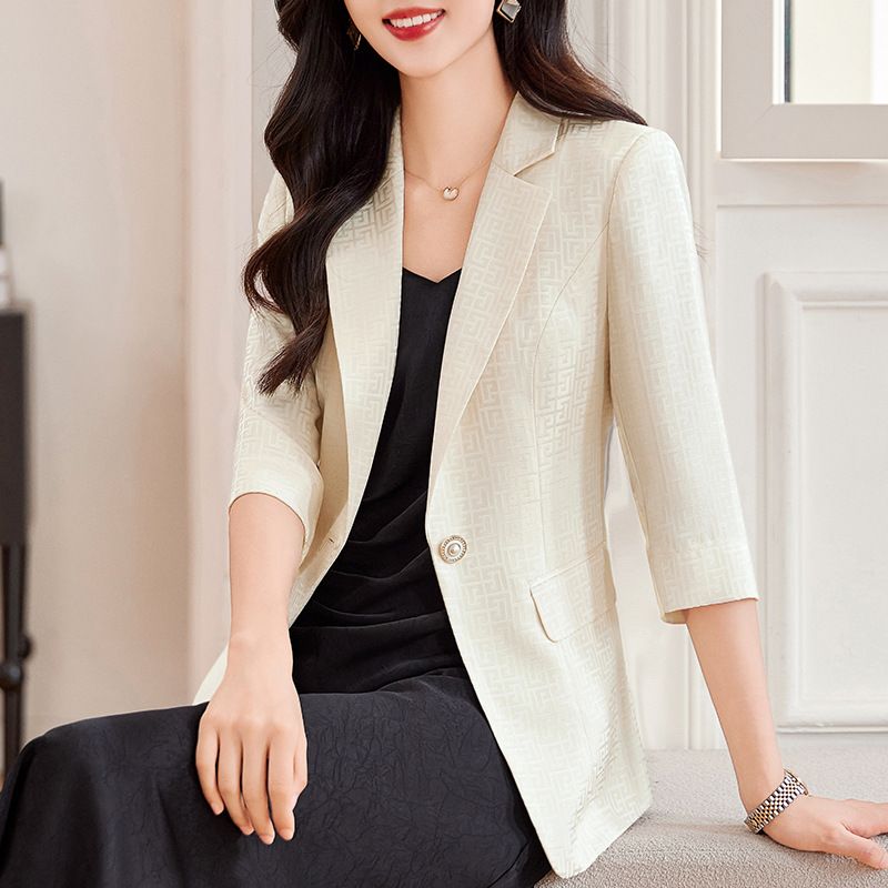Women's Fashion Short-Cropped Sleeve Suit Jacket with Small Pants Blazers