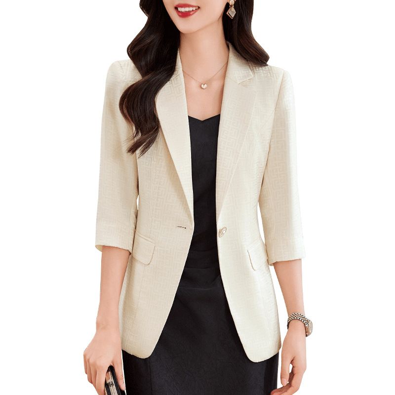 Women's Fashion Short-Cropped Sleeve Suit Jacket with Small Pants Blazers
