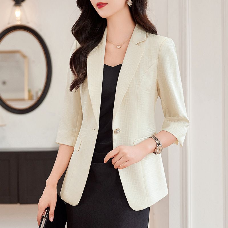 Women's Fashion Short-Cropped Sleeve Suit Jacket with Small Pants Blazers