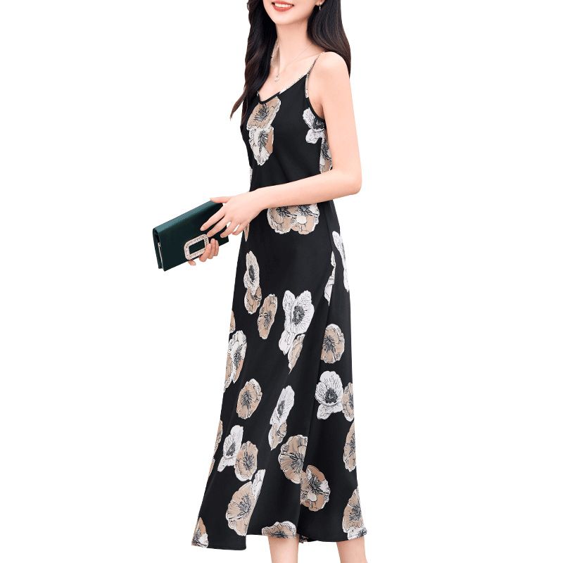 Clothing Vendor for Women Sexy Club Custom Wholesale Manufacturer Summer Abstract Print Silk Tie Dye Slip Midi Beach Dress Women