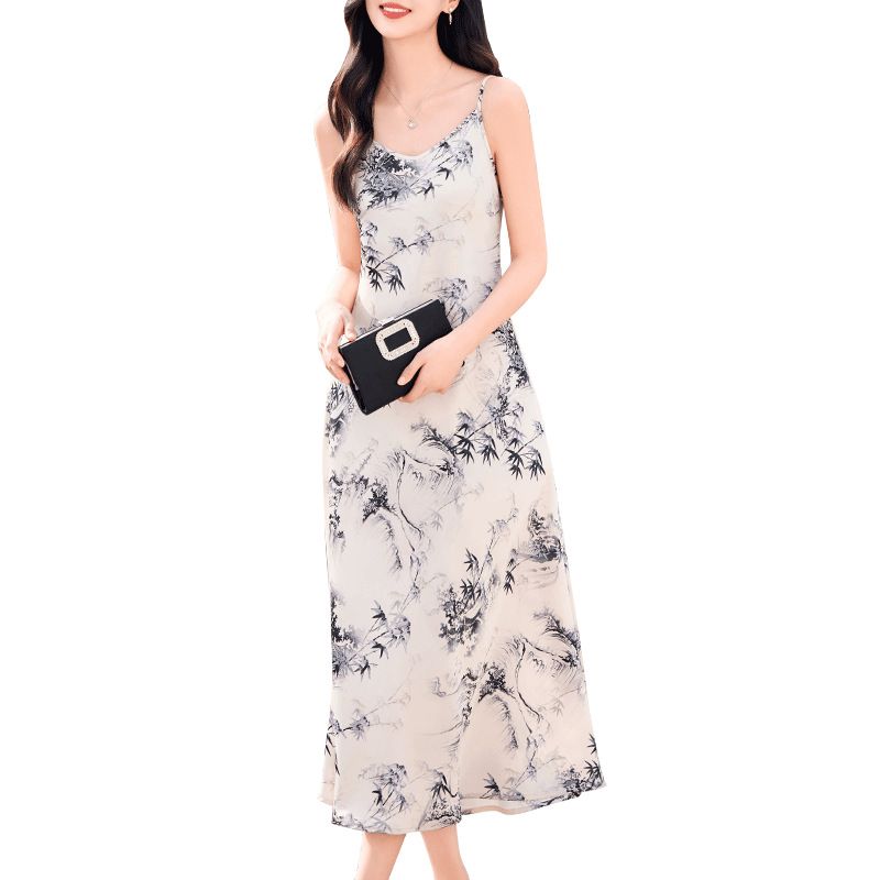 Custom Sexy Designer Brand Dress Summer New Women's Flower Luxury Strap Dress Women Printed Knitted 100% Organic Cotton O-n Seck