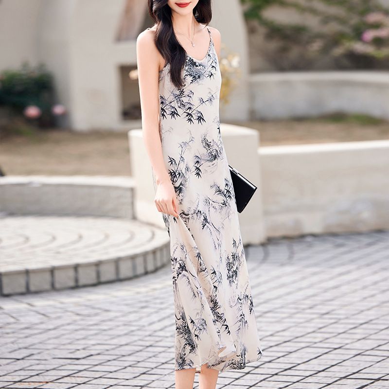 Custom Sexy Designer Brand Dress Summer New Women's Flower Luxury Strap Dress Women Printed Knitted 100% Organic Cotton O-n Seck