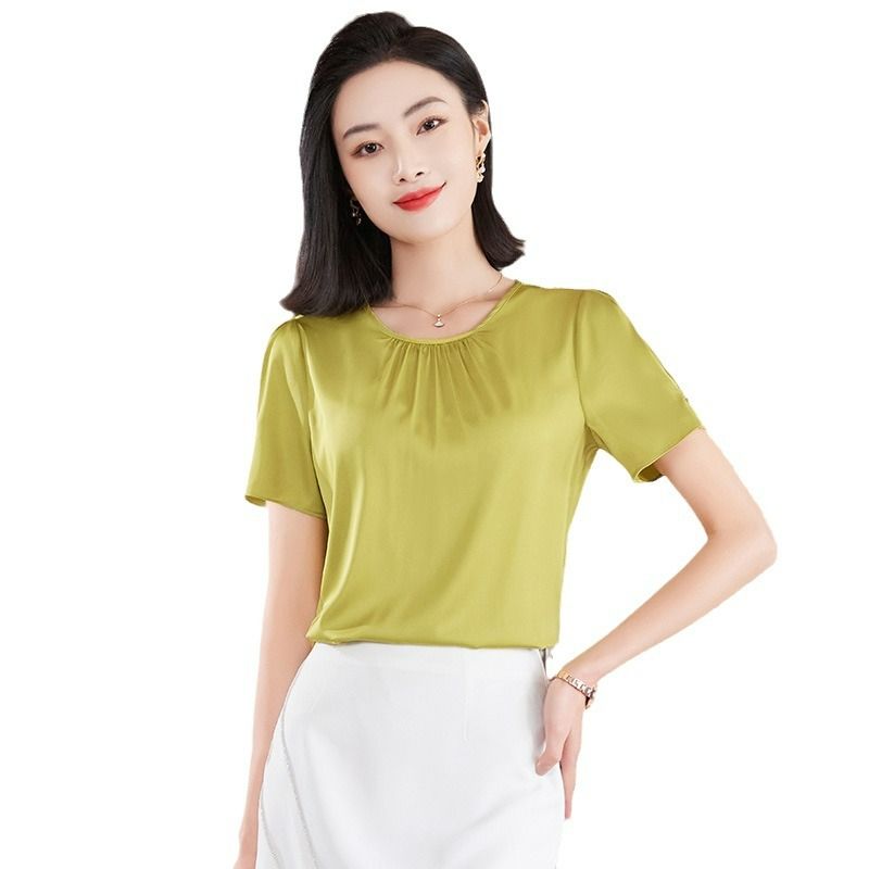 women white black 95% silk t shirt women short sleeve cozy breathable silk t shirt