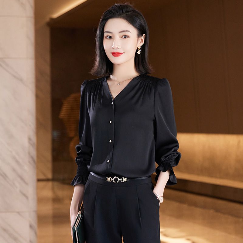 Spring Summer Elegant Blouse Women Korean Chiffon Shirt Women Long Sleeve Ruffled Women's Shirts And Blouses Office Lady Tops
