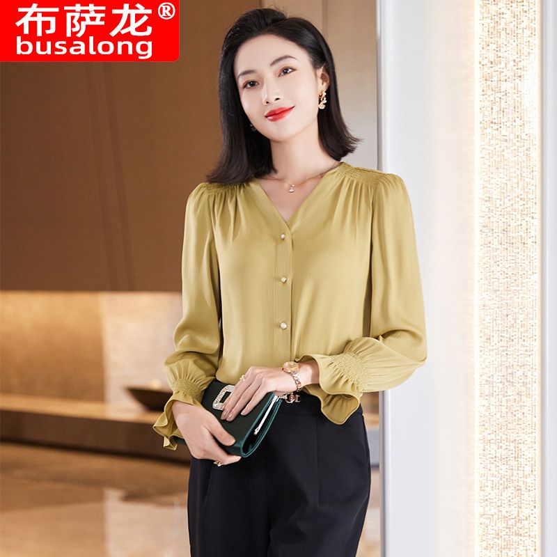Spring Summer Elegant Blouse Women Korean Chiffon Shirt Women Long Sleeve Ruffled Women's Shirts And Blouses Office Lady Tops