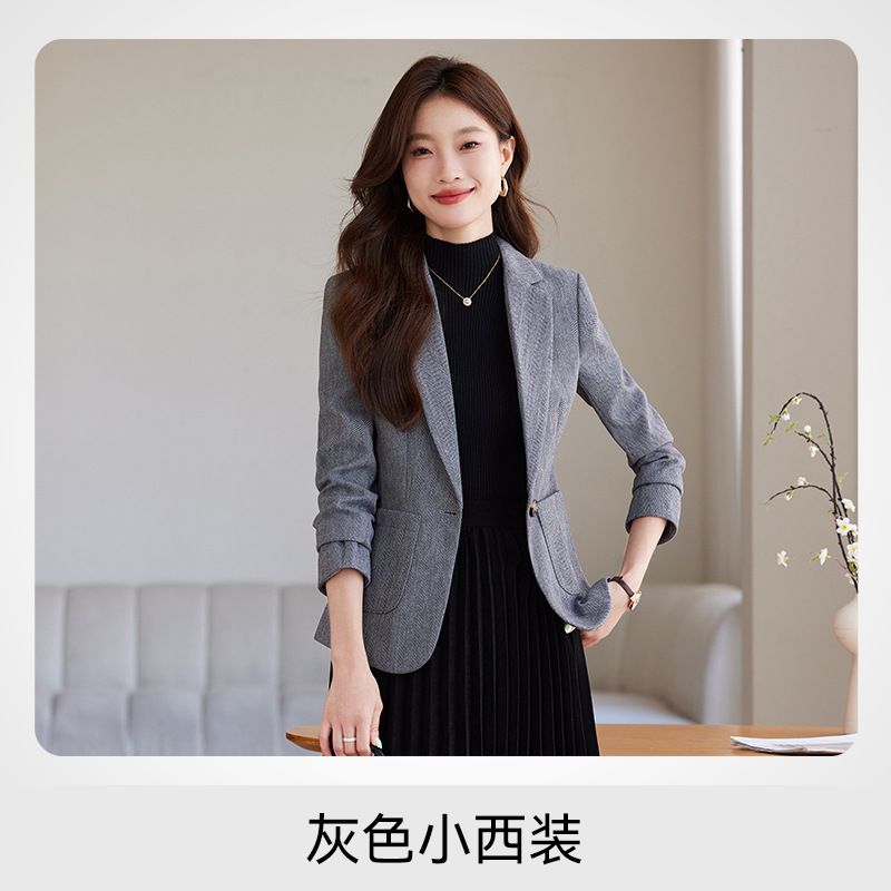 Spring Autumn Women's Pink Plaid Small Suit Jacket Foreign Style Ageing Design Leisure Business Wear Temperament Old