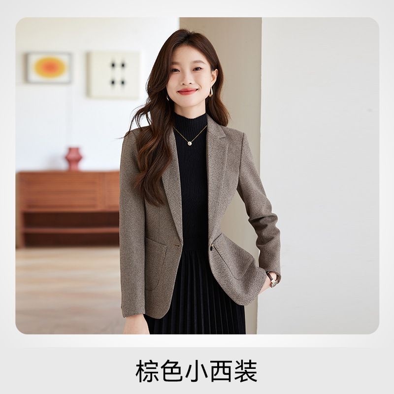 Spring Autumn Women's Pink Plaid Small Suit Jacket Foreign Style Ageing Design Leisure Business Wear Temperament Old