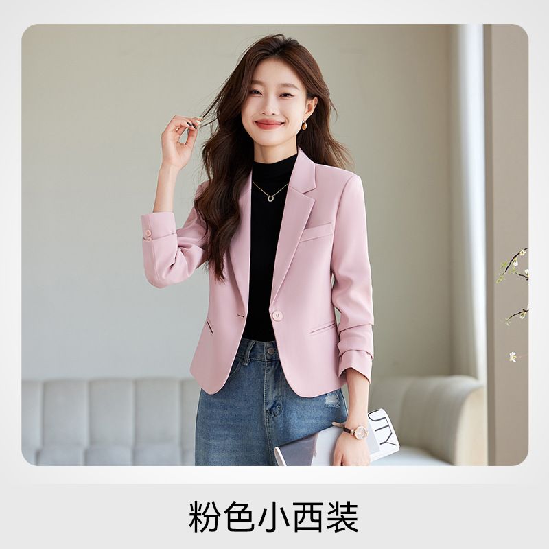 Wholesale Fashion Spring Autumn Ladies Blazer Suit Elegant Solid Color Lapel Collar Slim Fit Jackets Office Blazer For Women