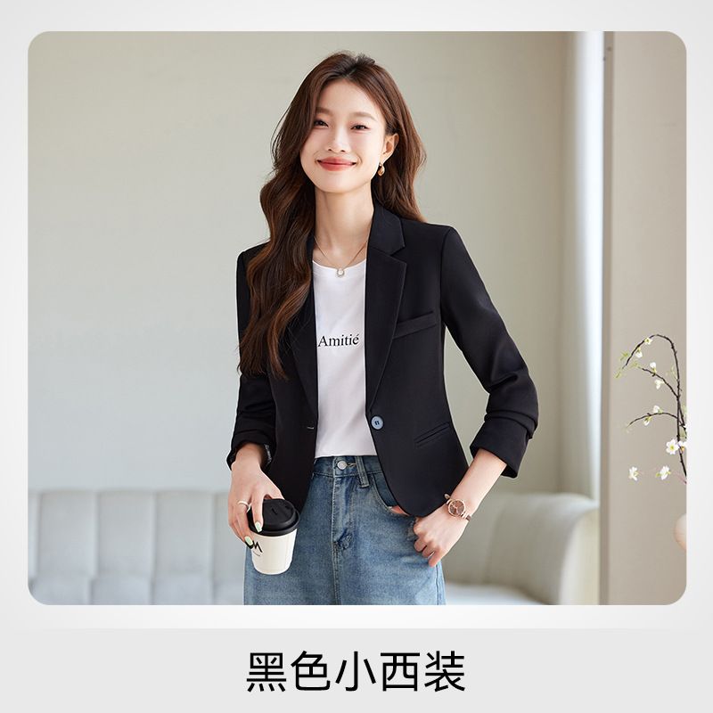 Wholesale Fashion Spring Autumn Ladies Blazer Suit Elegant Solid Color Lapel Collar Slim Fit Jackets Office Blazer For Women